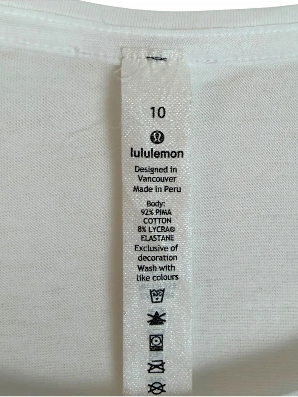 lululemon White Love Tee *Crew Short Sleeve Curved Hem Crewneck T-Shirt size 10